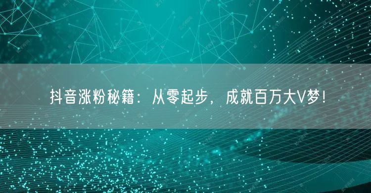 抖音涨粉秘籍：从零起步，成就百万大V梦！