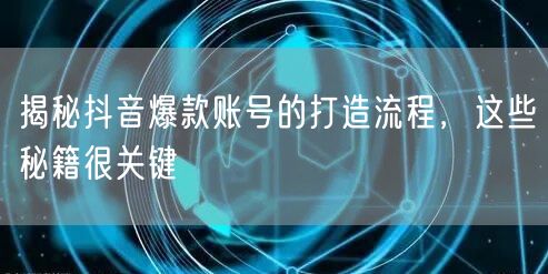 抖音爆款账号打造全流程：内容创作+粉丝增长运营秘籍