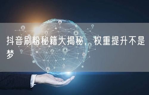 抖音刷粉秘籍+权重提升法，快速涨粉不是梦