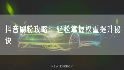 抖音刷粉全攻略：权重提升与涨粉技巧大揭秘