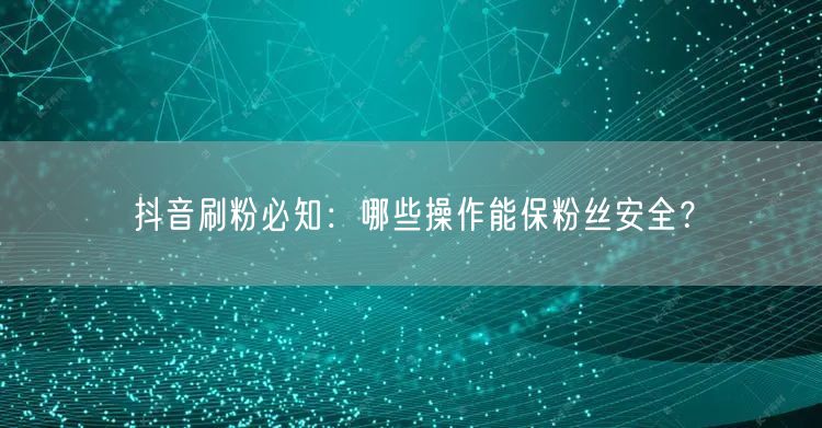 抖音刷粉必看：安全操作保障粉丝与账号安全