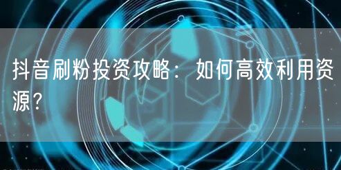 抖音刷粉投资攻略：如何高效利用资源？