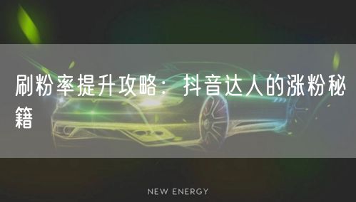 刷粉率提升攻略：抖音达人的涨粉秘籍