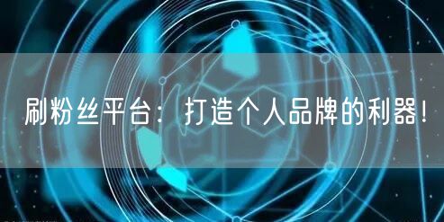 刷粉丝平台：打造个人品牌的利器！
