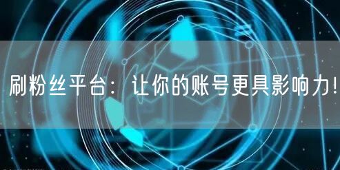 刷粉丝平台：让你的账号更具影响力！