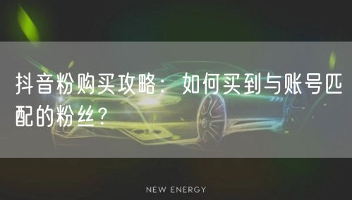 抖音粉购买攻略：如何买到与账号匹配的粉丝？