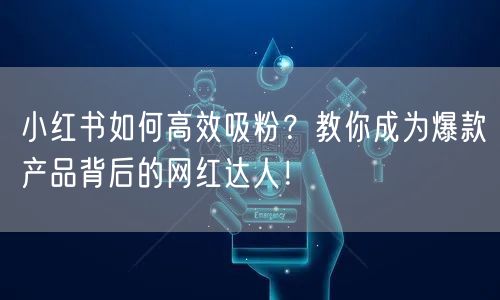 小红书如何高效吸粉？教你成为爆款产品背后的网红达人！