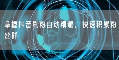 掌握抖音刷粉自动精髓，快速积累粉丝群