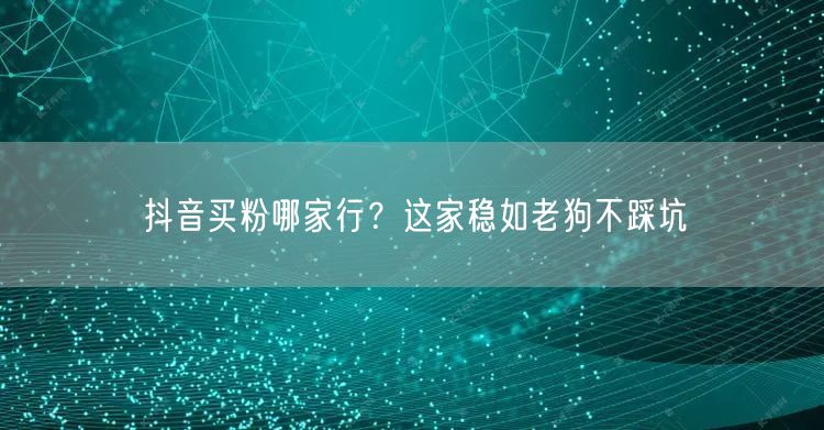 抖音买粉哪家行？这家稳如老狗不踩坑