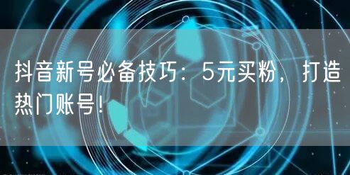抖音新号必备技巧：5元买粉，打造热门账号！