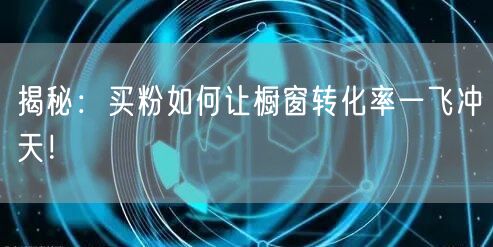揭秘：买粉如何让橱窗转化率一飞冲天！