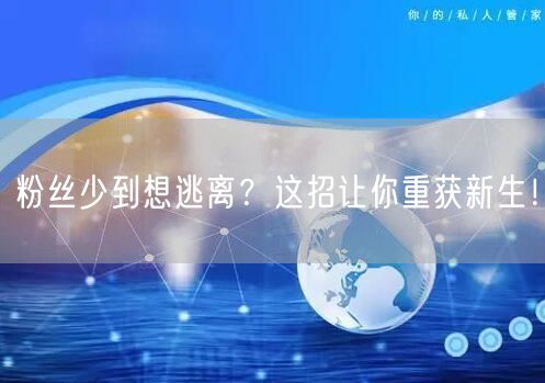 粉丝少到想逃离？这招让你重获新生！