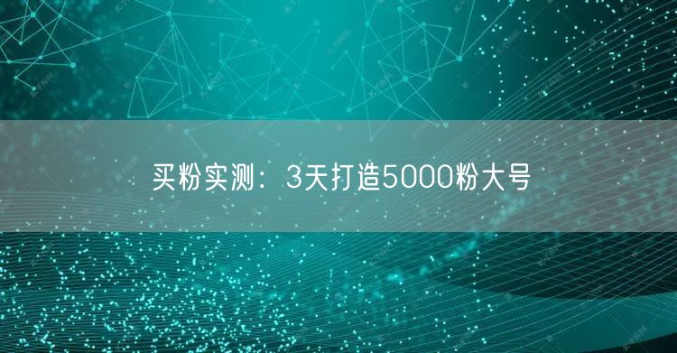 买粉实测：3天打造5000粉大号