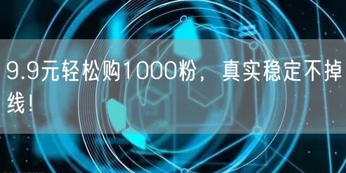9.9元轻松购1000粉，真实稳定不掉线！