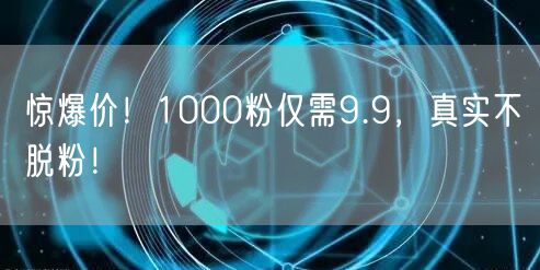 惊爆价！1000粉仅需9.9，真实不脱粉！