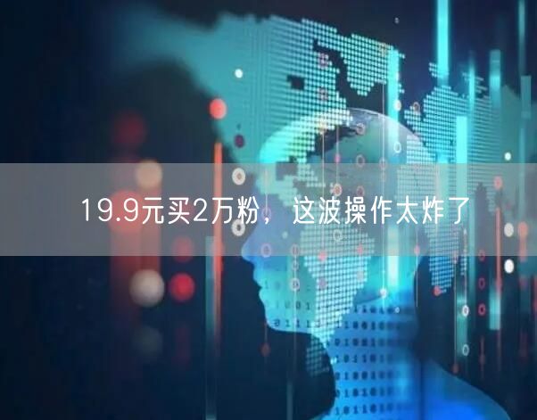 19.9元买2万粉，这波操作太炸了