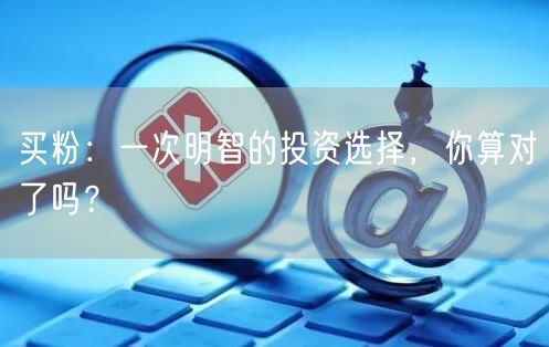 买粉：一次明智的投资选择，你算对了吗？