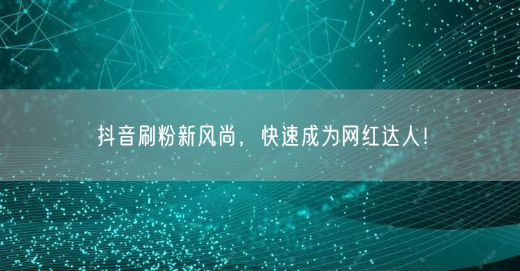 抖音刷粉新风尚，快速成为网红达人！