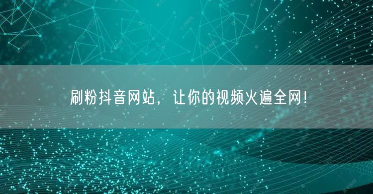 刷粉抖音网站，让你的视频火遍全网！