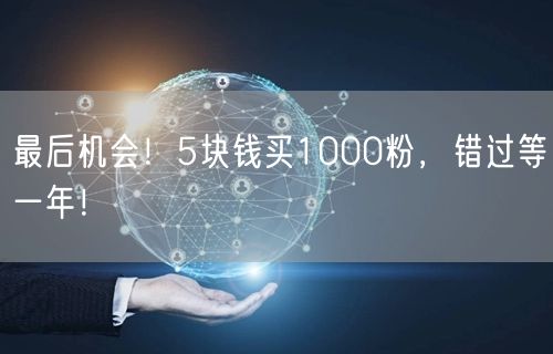 最后机会！5块钱买1000粉，错过等一年！