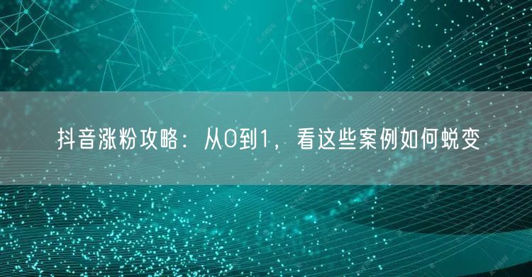 抖音涨粉攻略：从0到1，看这些案例如何蜕变