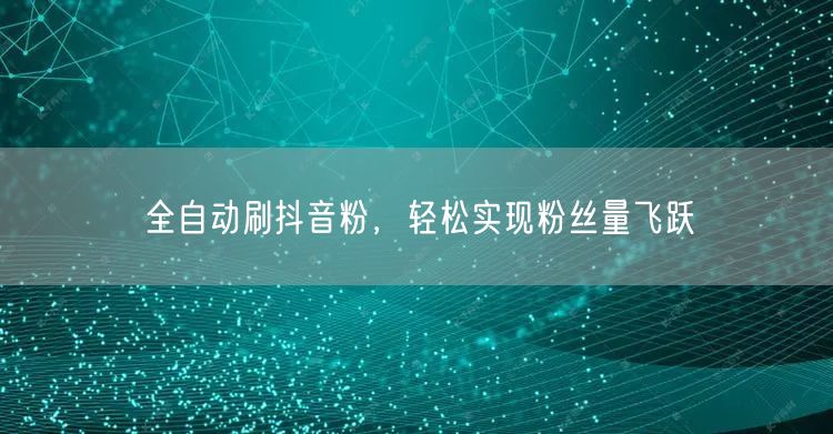 全自动刷抖音粉，轻松实现粉丝量飞跃