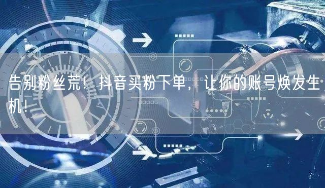 告别粉丝荒！抖音买粉下单，让你的账号焕发生机！