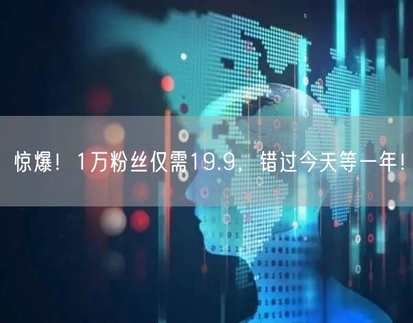 惊爆！1万粉丝仅需19.9，错过今天等一年！