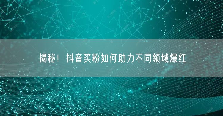 揭秘！抖音买粉如何助力不同领域爆红