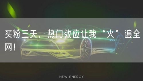 买粉三天，热门效应让我“火”遍全网！
